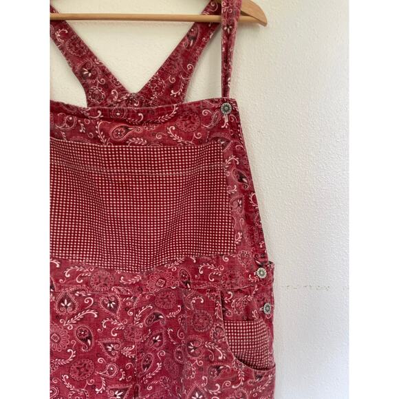 Vintage Red Paisley Denim Overalls Size X Large - Picture 2 of 6